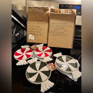 Mud Pie Red and Green Candy Tidbit Plates